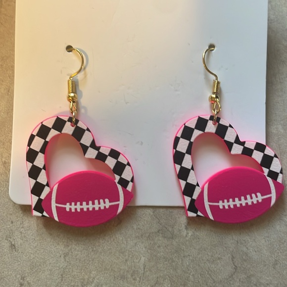Plastic I Love Football Earrings - Picture 2 of 7